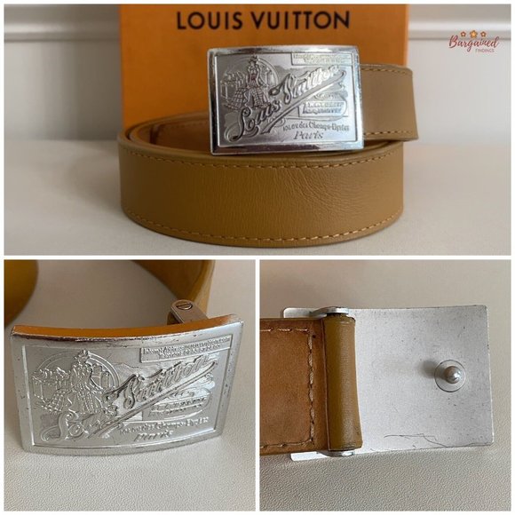 Authentic Louis Vuitton Tan Leather Infini Ceinture Jeans Slim Belt Size 85/34 - Picture 2 of 14